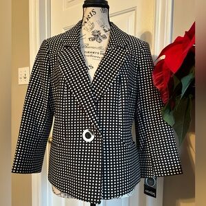 ARVIDA BLACK/WHITE POLKA DOTS BLAZER Size 10  NWT